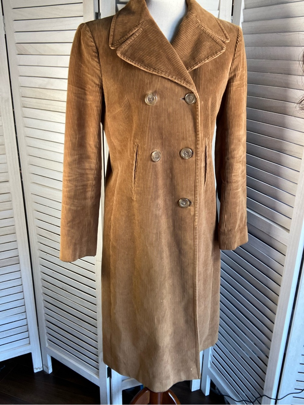 D&G Tan Corduroy Double-Breasted Women’s Trench Coat